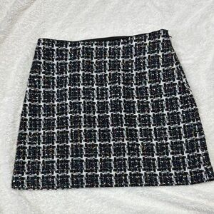 LOFT Black and White Tweed Mini Skirt